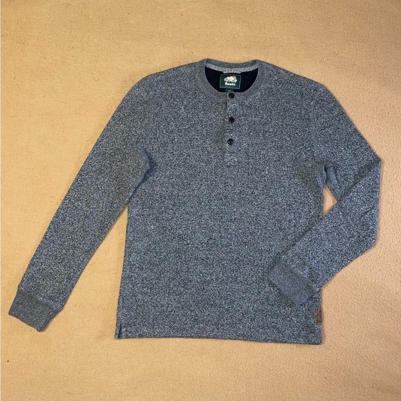 Roots Cotton Henley Sweater Grey Tri-blend - Picture 3 of 14